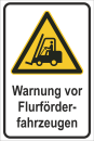 Warnzeichen-Schild "Warnung vor Flurförderfahrzeugen"